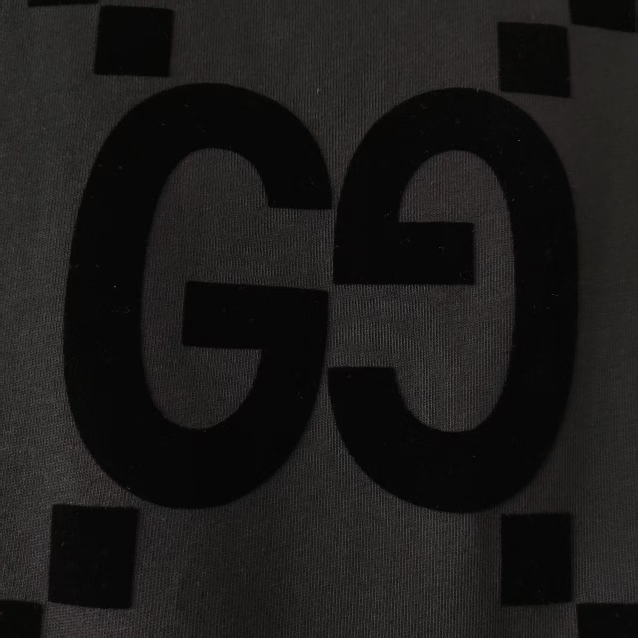 Gucci/古驰 植绒满印logo圆领T恤 高克重短袖