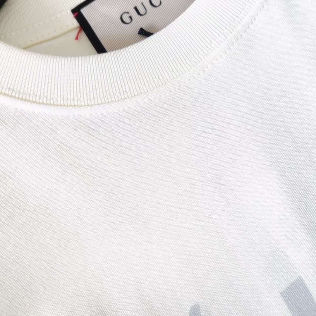 Gucci/古驰 趣味卡通小猫咪圆领T恤 高克重短袖
