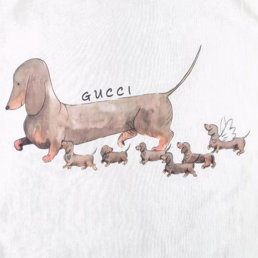 Gucci古驰 趣味卡通腊肠狗圆领短袖早春系列高克重短袖