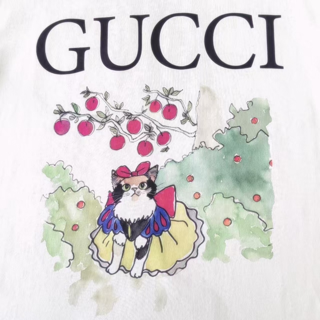Gucci古驰 趣味卡通猫咪公主领短袖