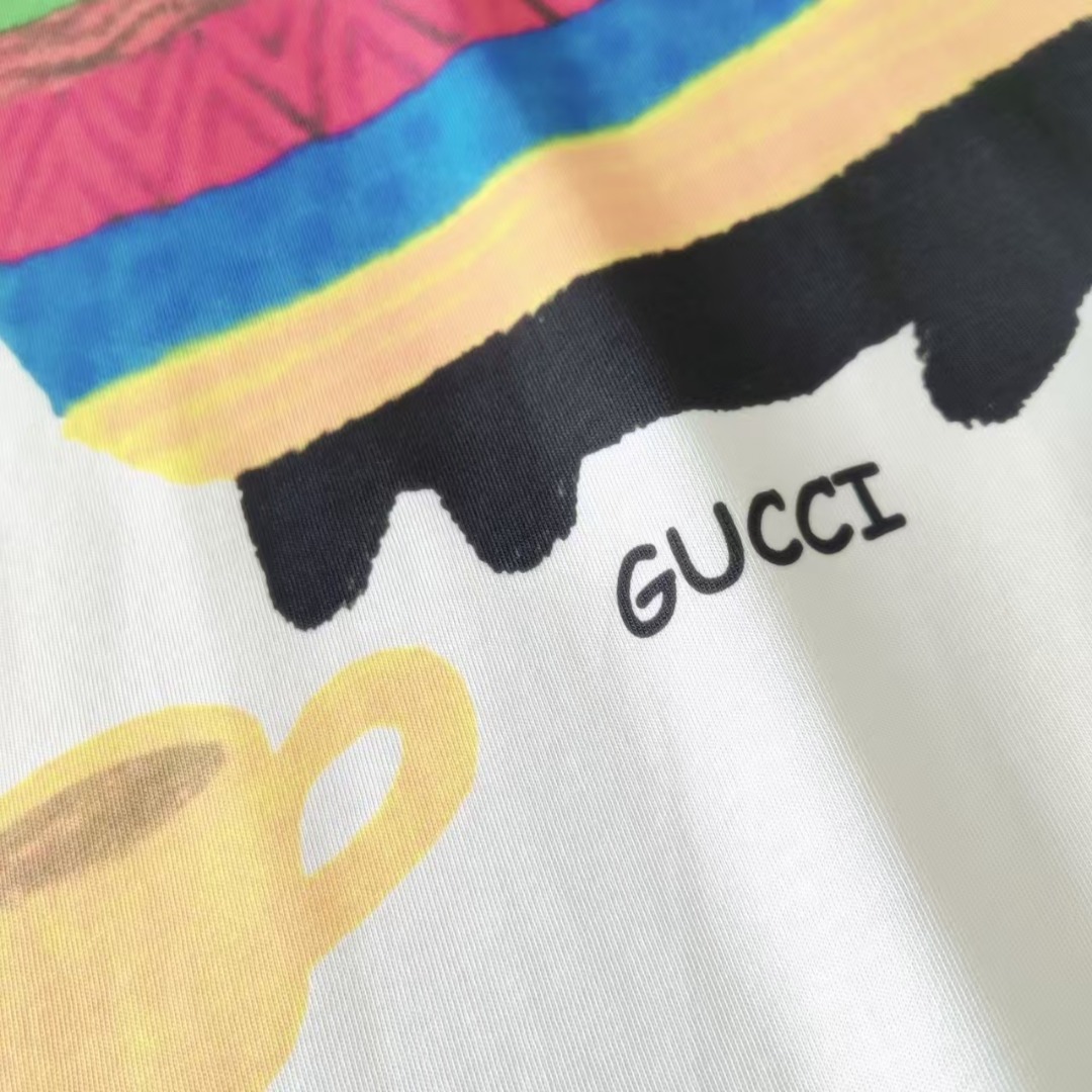 Gucci古驰 趣味卡通发呆的猫圆领短袖