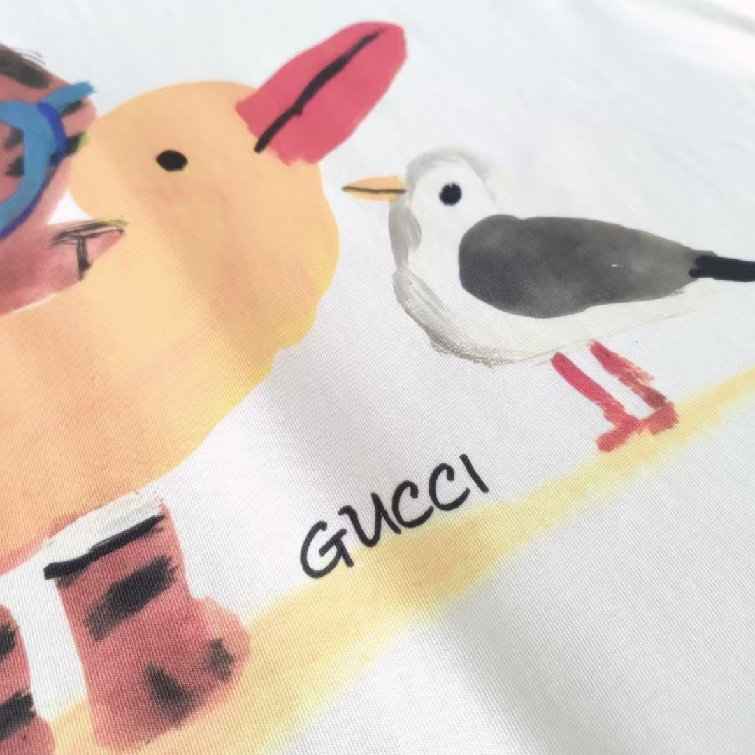 Gucci古驰 趣味卡通海鸥和猫圆领短袖