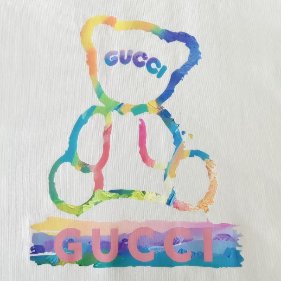 Gucci/古驰 炫彩小熊字母logo印花短袖