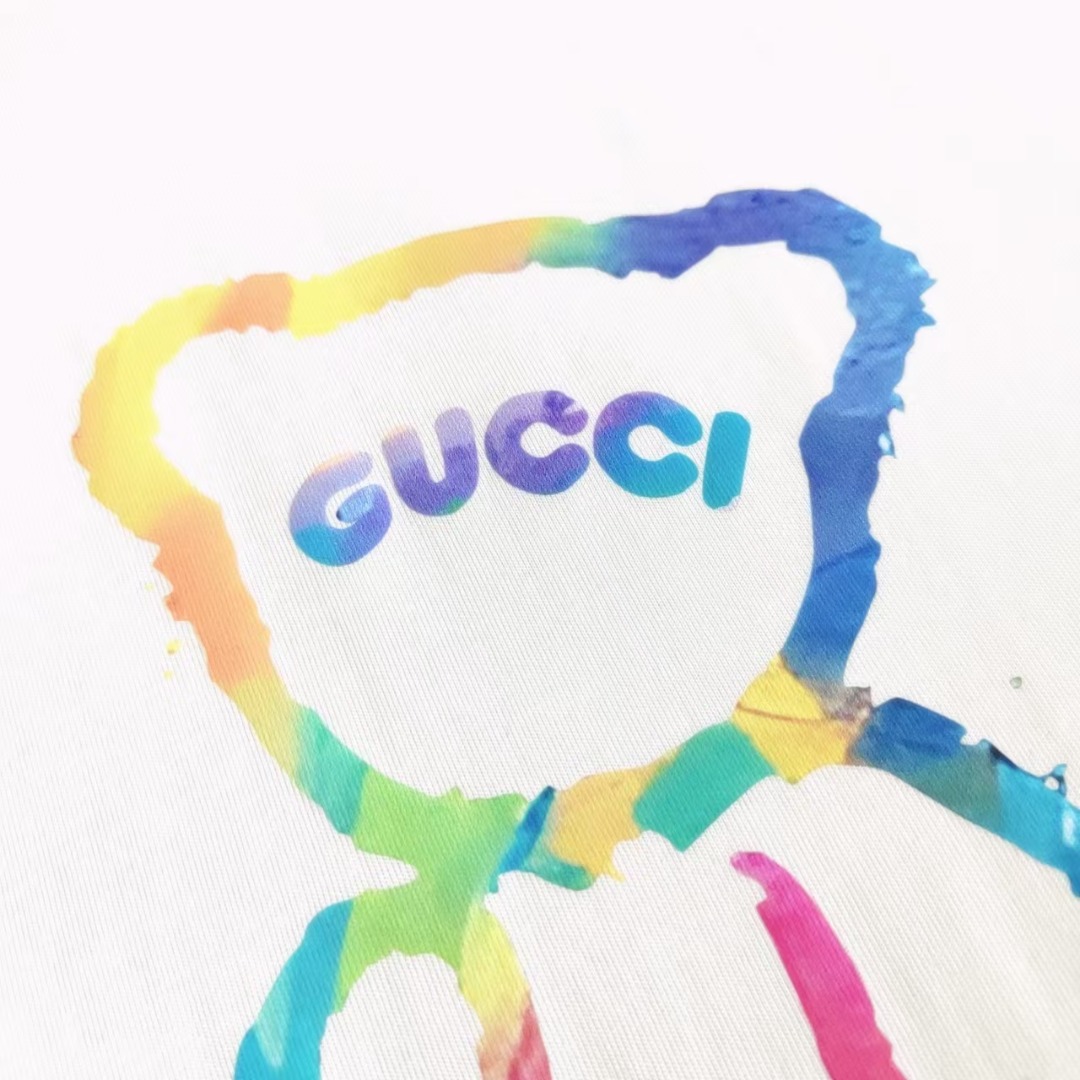 Gucci/古驰 炫彩小熊字母logo印花短袖