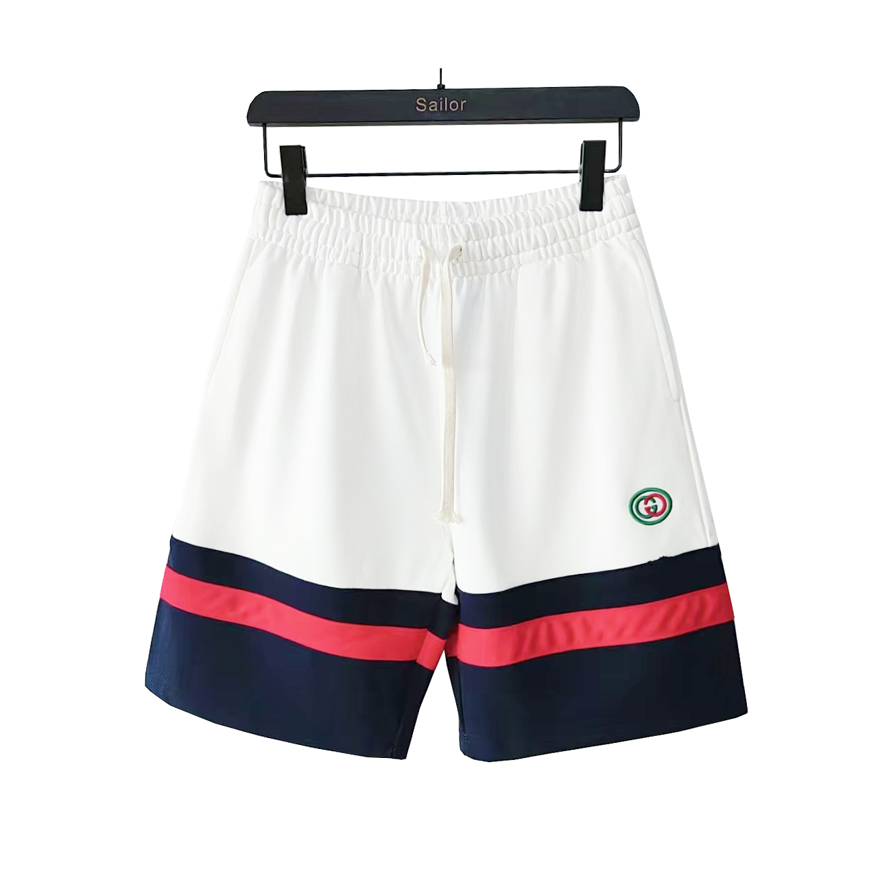 Gucci/古驰 双色拼接刺绣logo标识短裤 五分裤