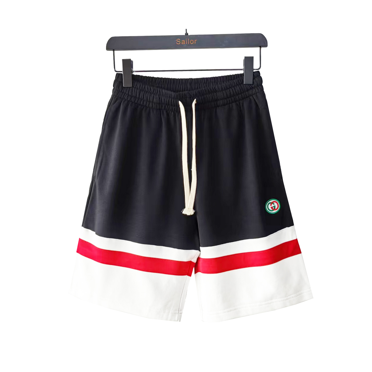 Gucci/古驰 双色拼接刺绣logo标识短裤 五分裤