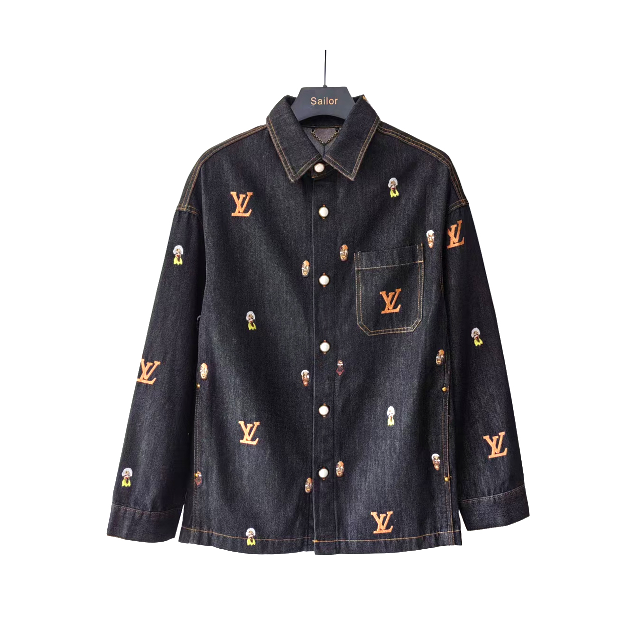 Louis vuitton 路易威登 丹宁水洗动漫刺绣刺绣牛仔衬衫外套