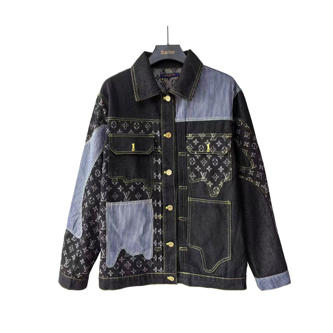 Louis Vuitton/路易威登 解构拼接老花满印工装牛仔外套