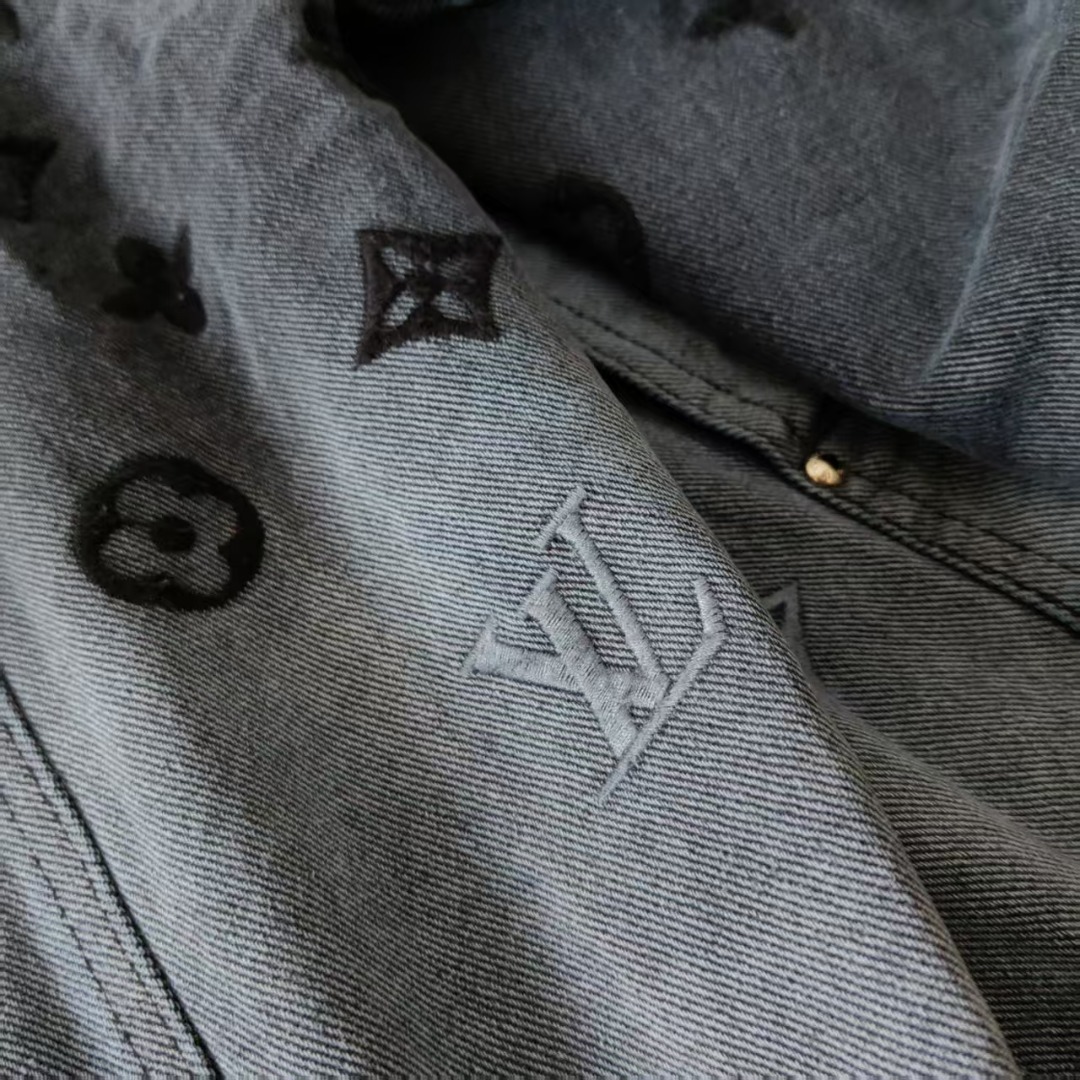 LOUIS VUITTON 路易威登 渐变极光蓝提花刺绣水洗夹克牛仔