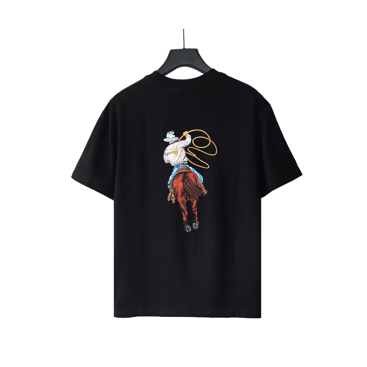 Louis Vuitton/路易威登 重工西部牛仔刺绣短袖T桖黑色 白色