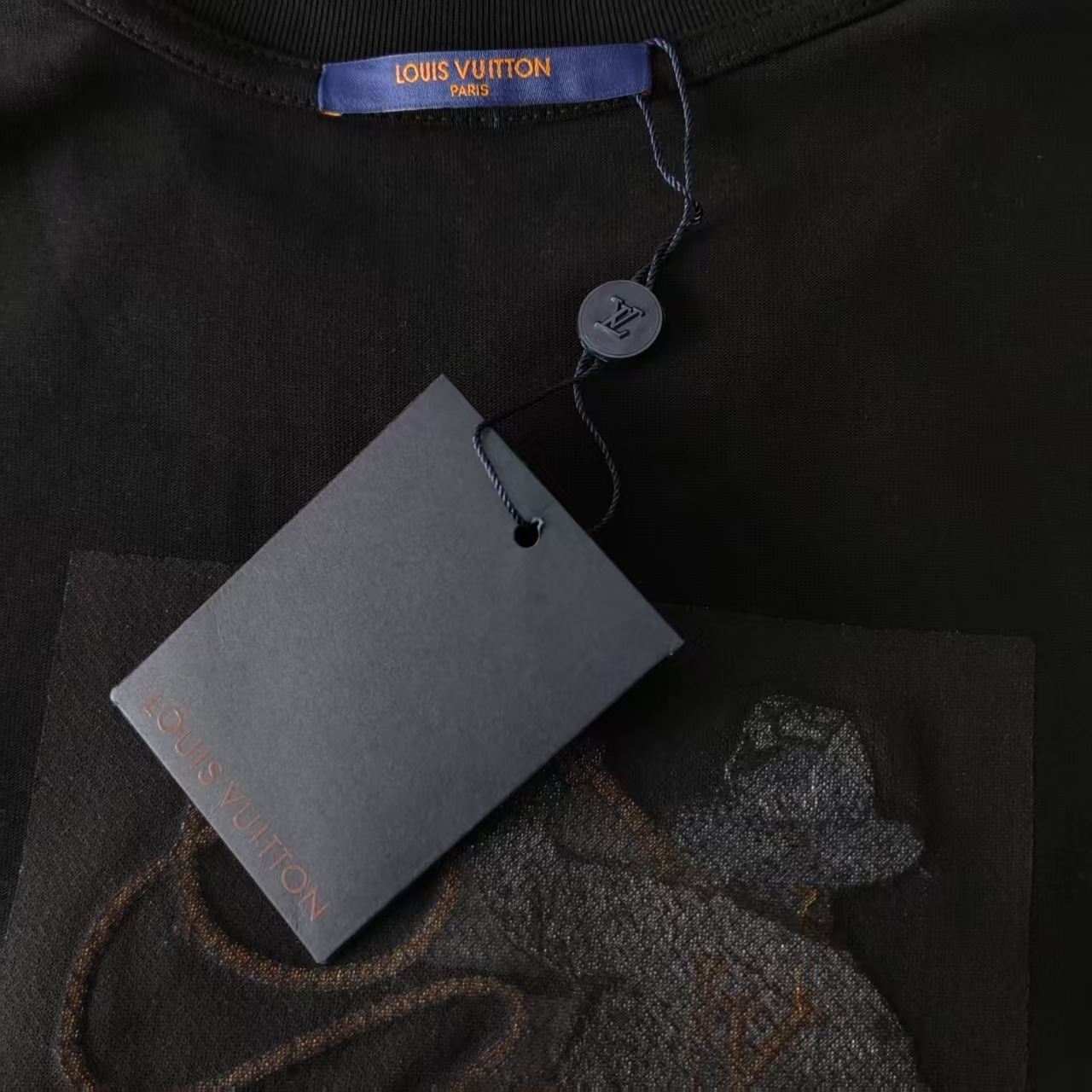 Louis Vuitton/路易威登 重工西部牛仔刺绣短袖T桖黑色 白色