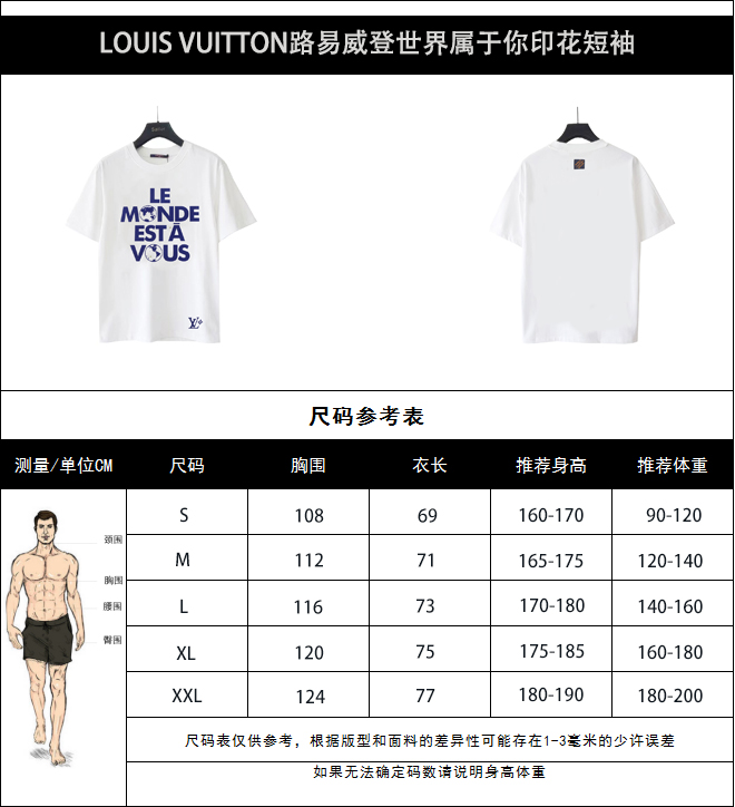 LOUIS VUITTON路易威登世界属于你印花短袖