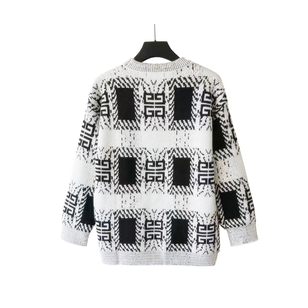 GIVENCHY/纪梵希 黑白马海毛针织圆领毛衣