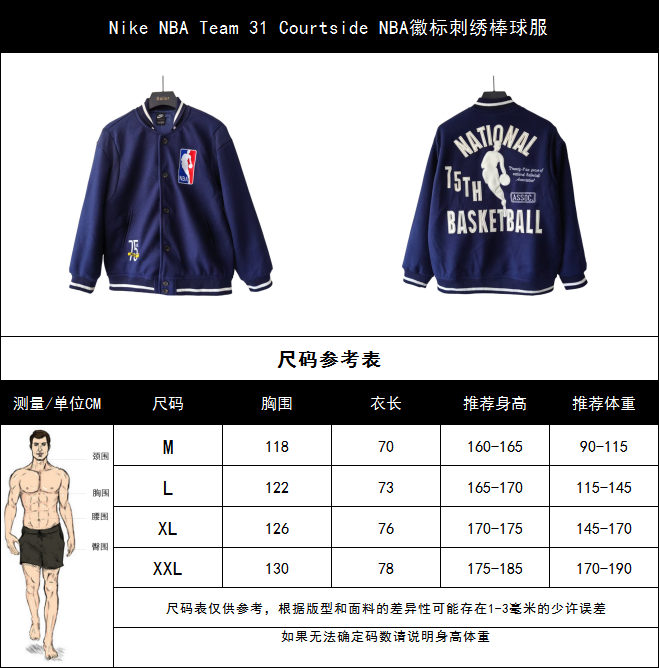 Nike NBA Team 31 Courtside NBA徽标刺绣棒球服