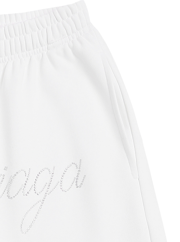 BALENCIAGA巴黎世家烫钻字母宽松纯棉毛圈短裤