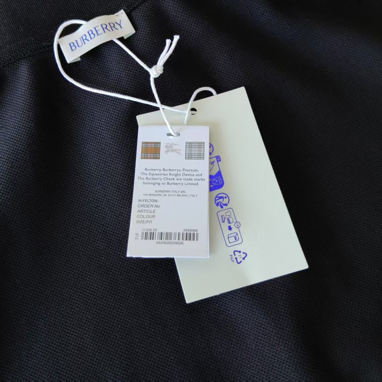BURBERRY/巴宝莉 领口格纹拼接刺绣POLO衫