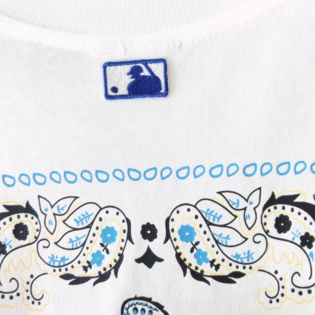 MLB 后背腰果花NY字母大印花T恤