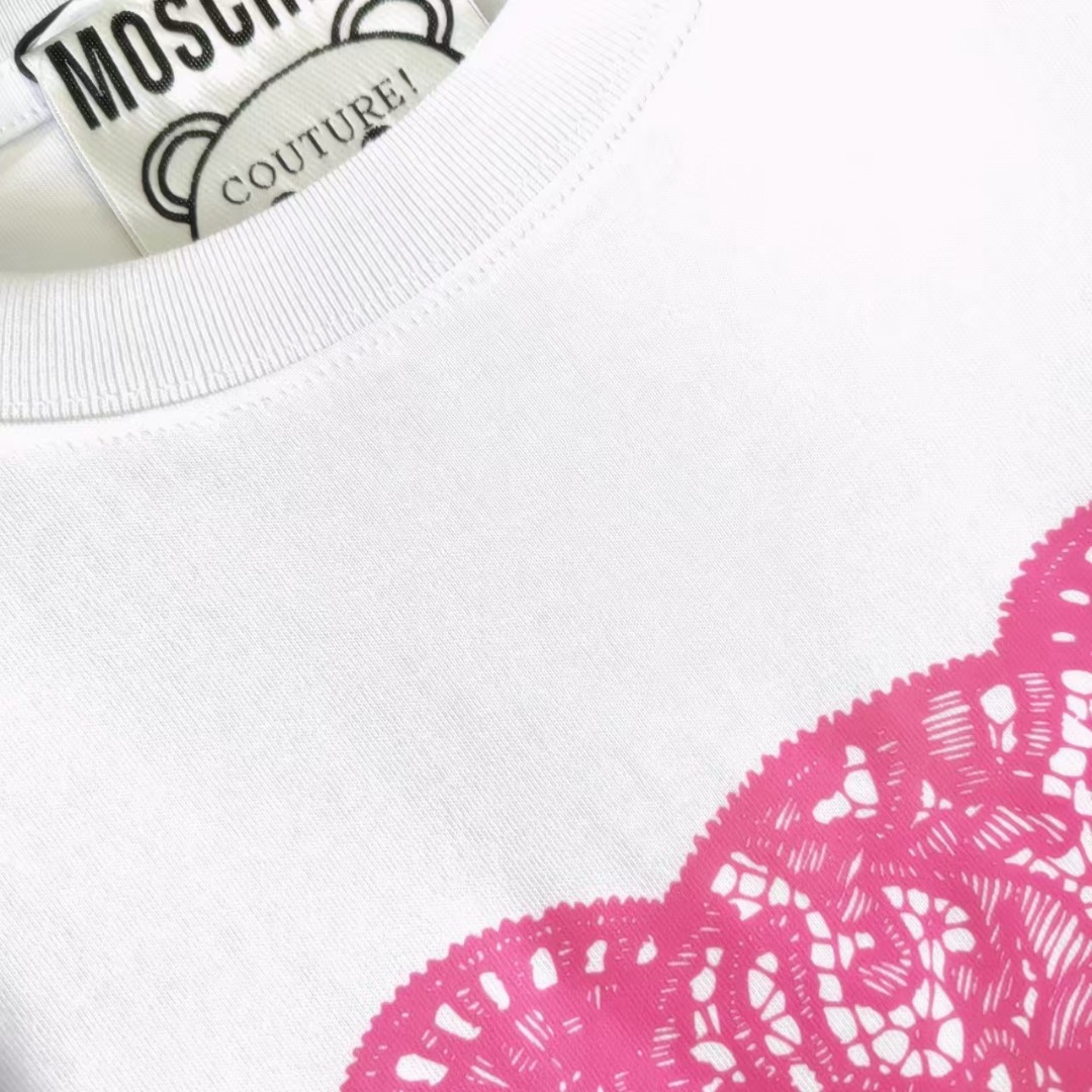 MOSCHINO/莫斯奇诺 粉红印花小熊短袖