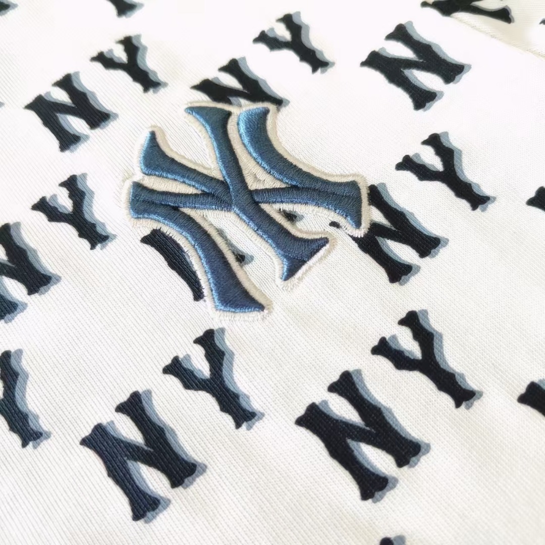 MLB 满印logo露脐短款T桖 黑色 杏色
