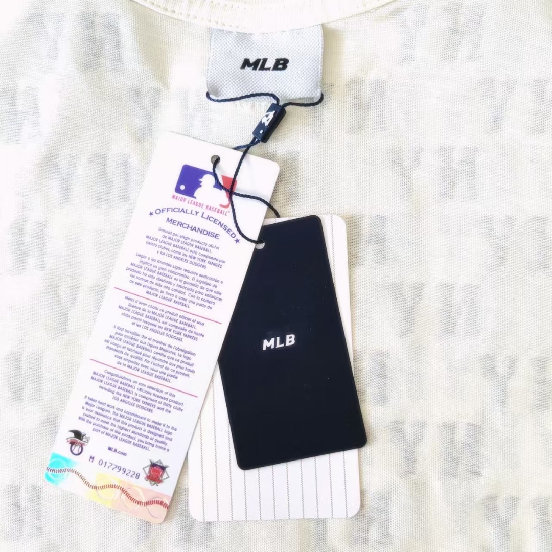 MLB 满印logo露脐短款T桖 黑色 杏色