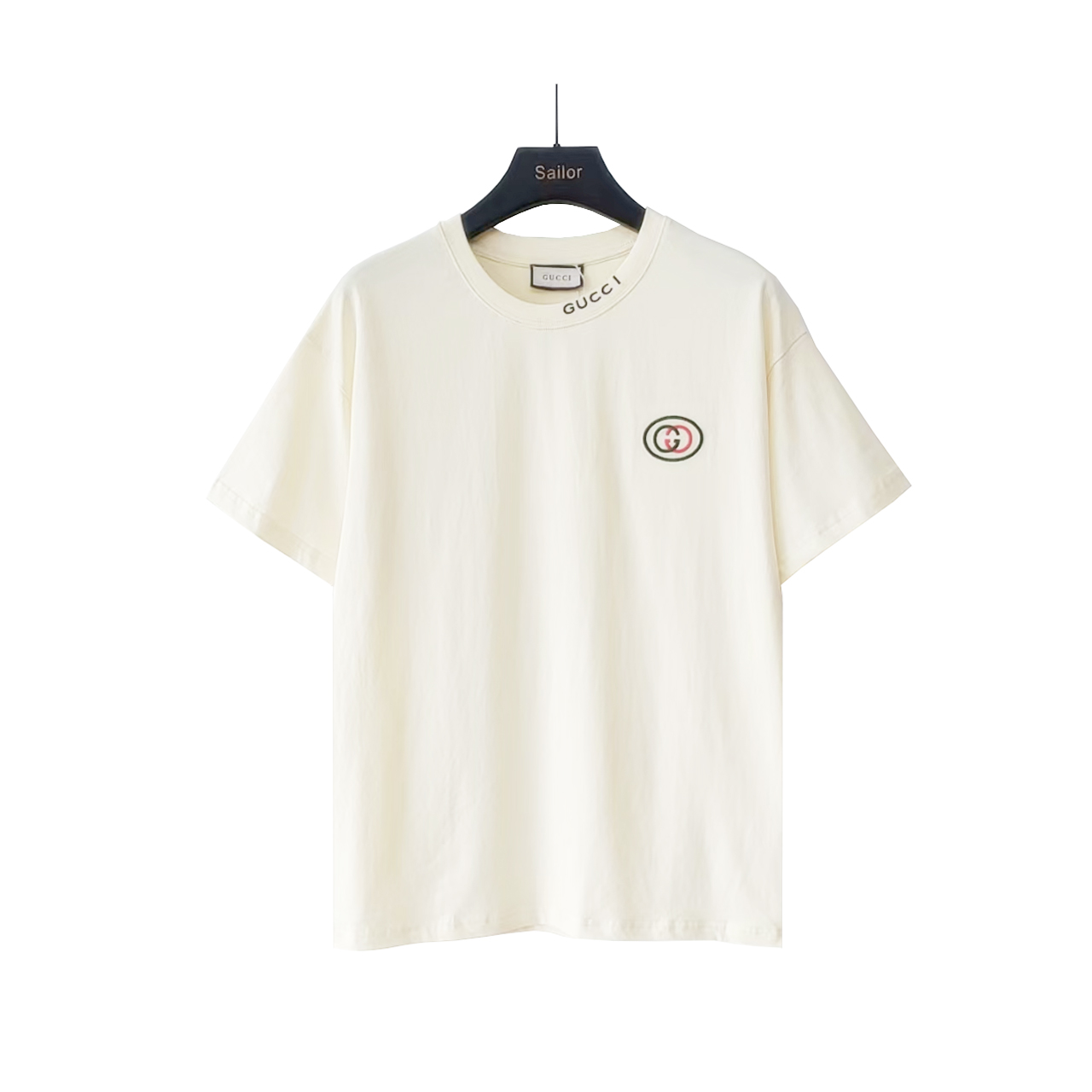 Gucci/古驰 双Glogo刺绣小标短袖 黑色 杏色