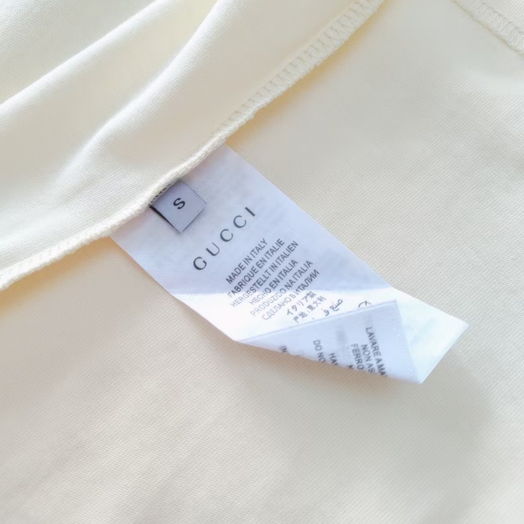 Gucci/古驰 双Glogo刺绣小标短袖 黑色 杏色