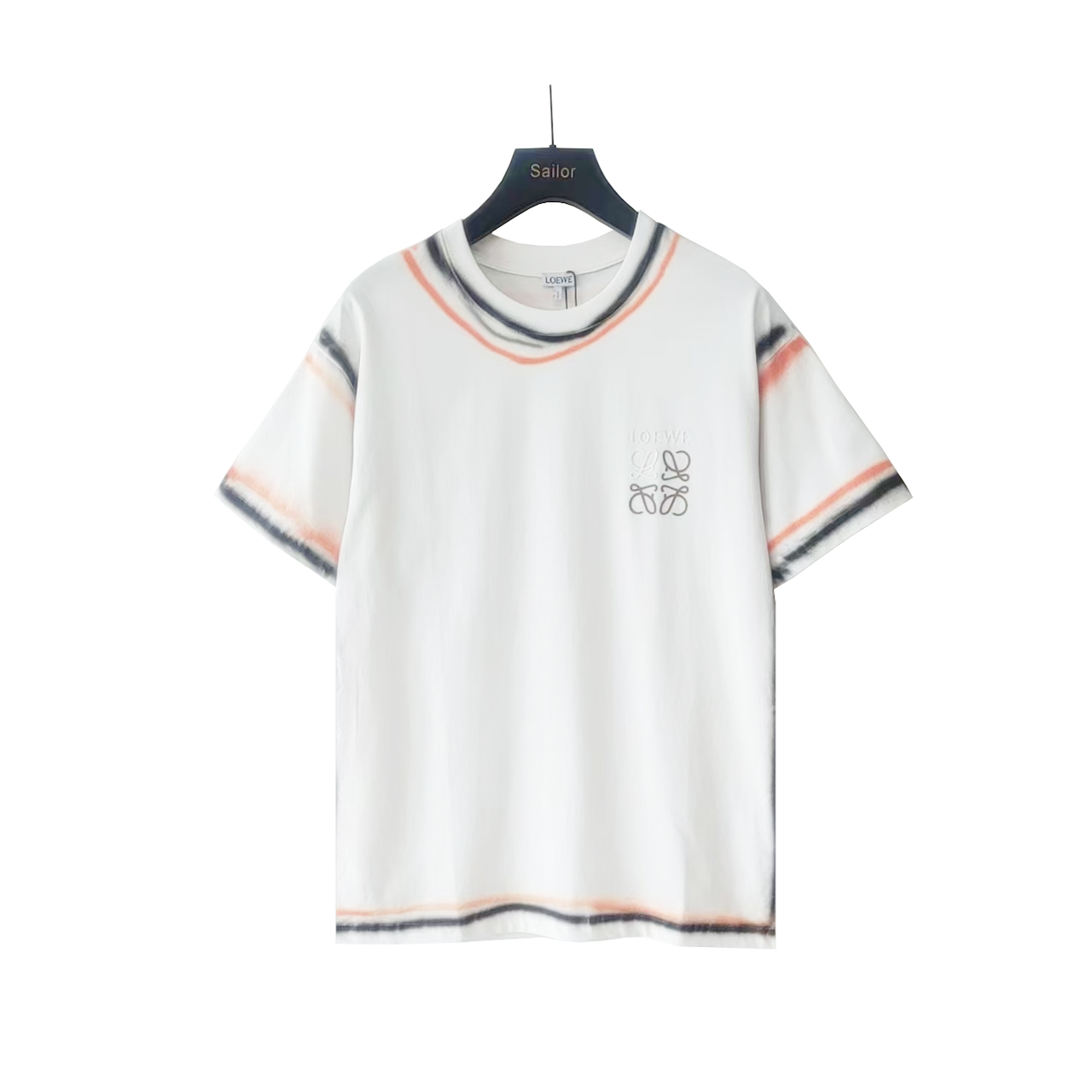 LOEWE/罗意威 手工喷画字母绣花logo短袖T桖 Logo精致刺绣