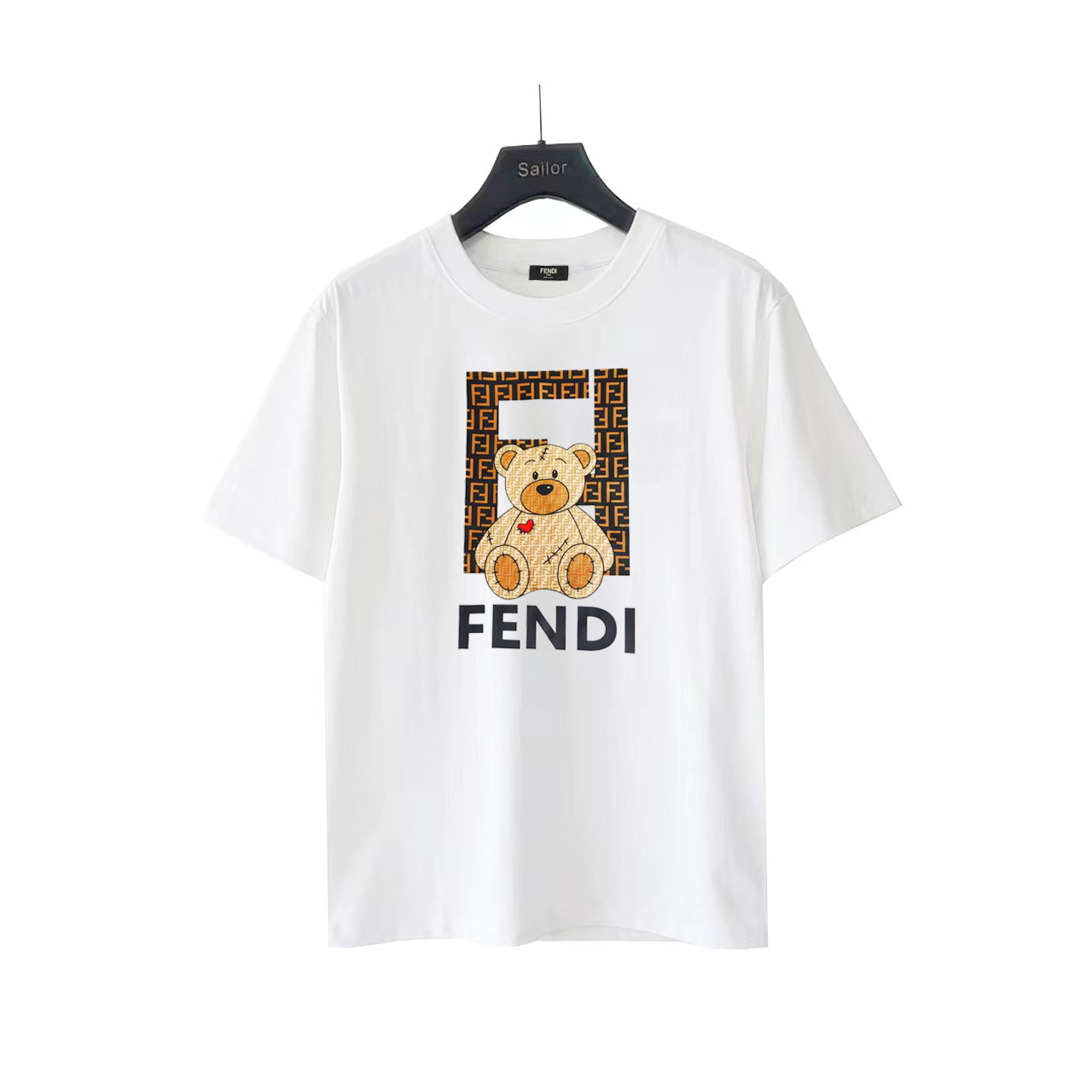 FENDI/芬迪 双FF公仔熊印花短袖