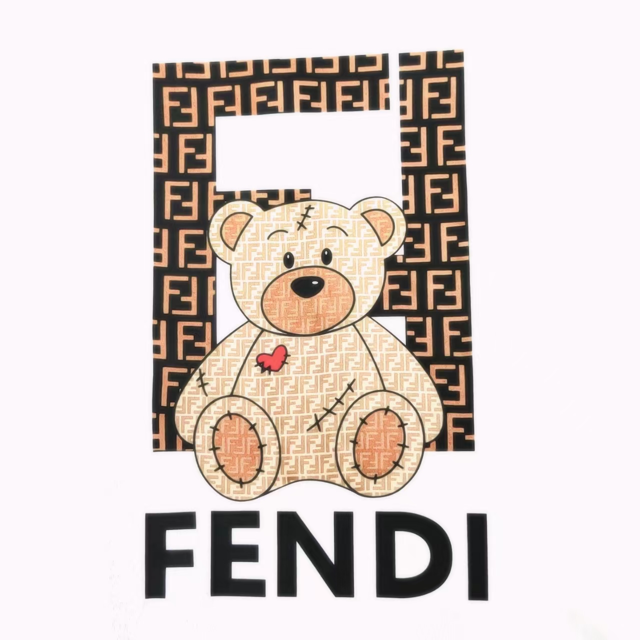 FENDI/芬迪 双FF公仔熊印花短袖