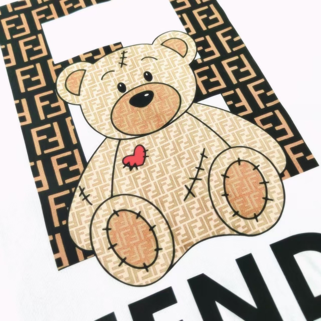 FENDI/芬迪 双FF公仔熊印花短袖