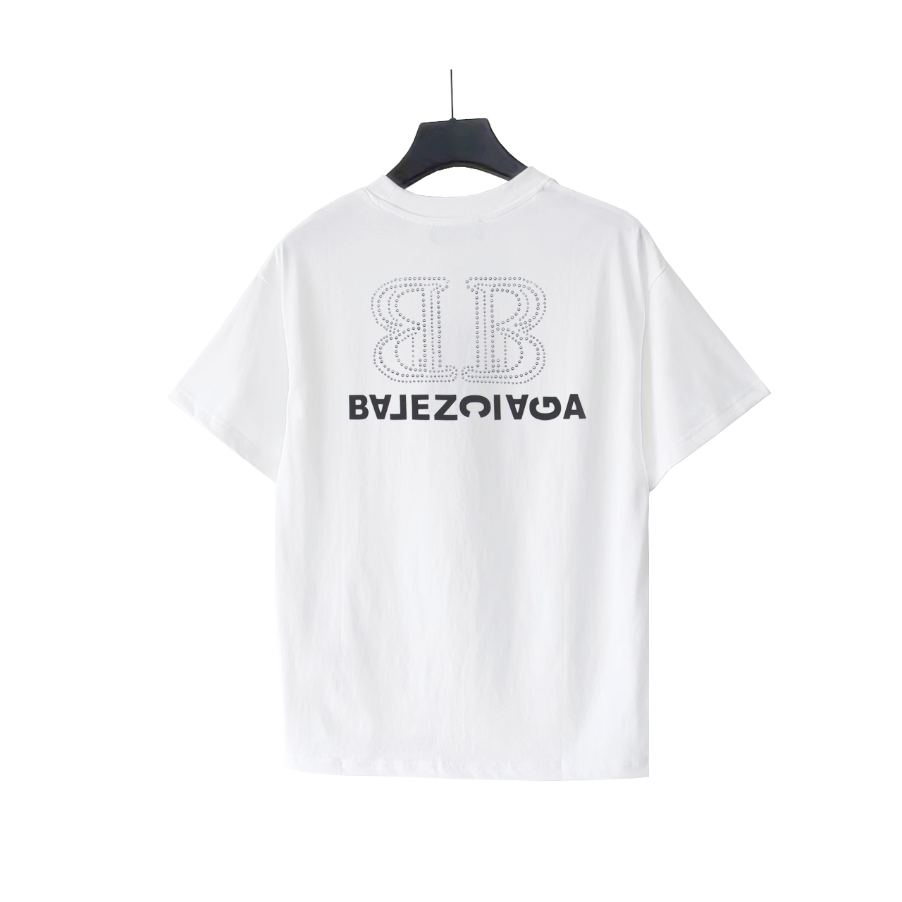 Balenciaga巴黎世家 春夏双B字母烫钻短袖T恤