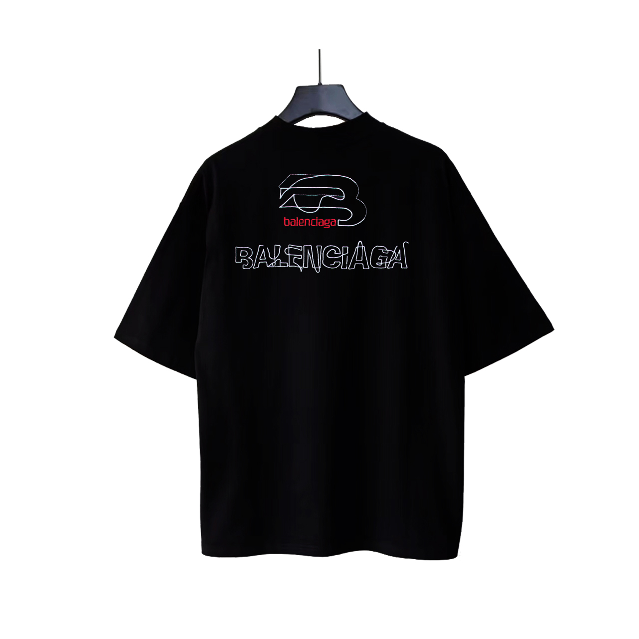 BALSENCIAGA/巴黎世家 做旧破烂字母刺绣短袖