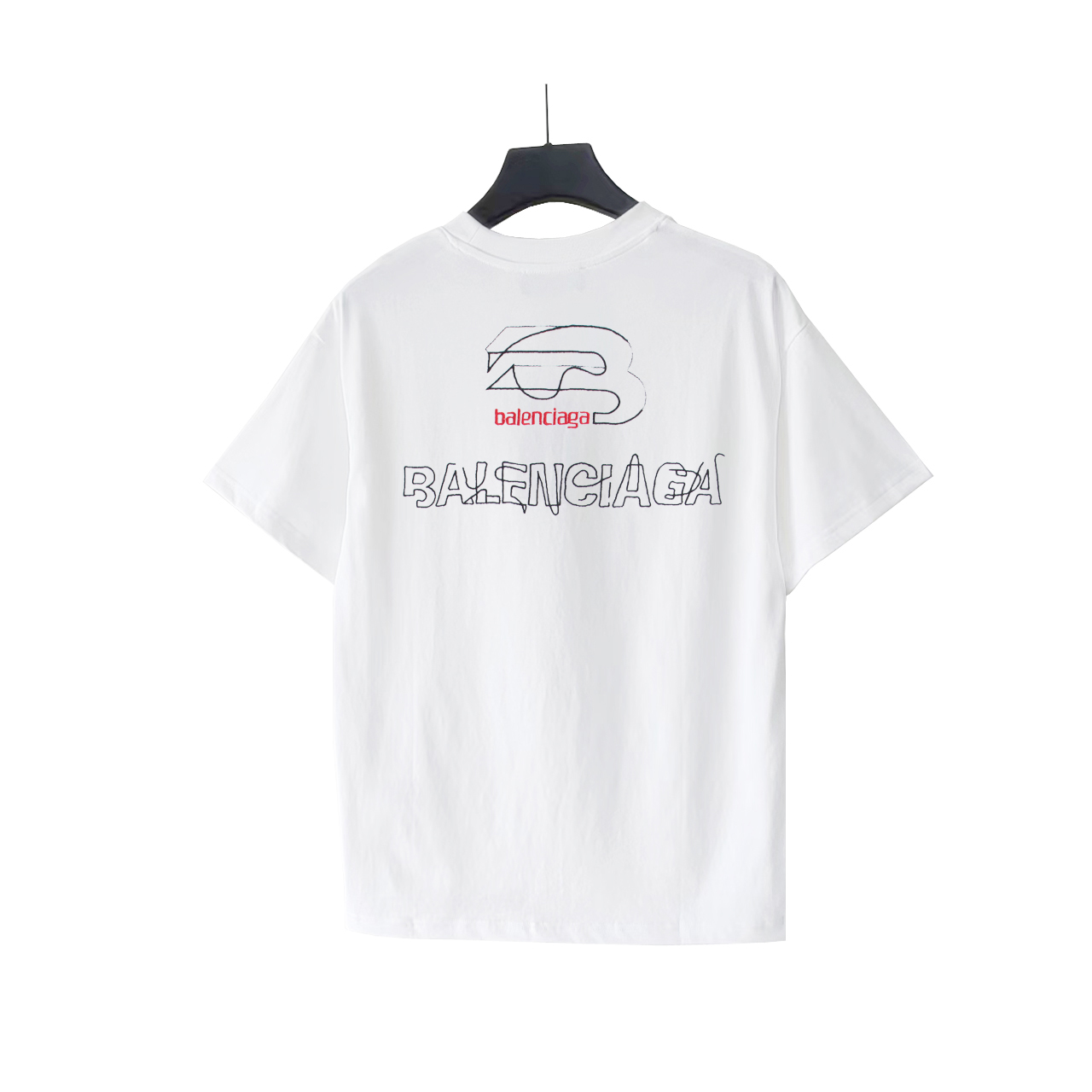 BALSENCIAGA/巴黎世家 做旧破烂字母刺绣短袖 白色 黑色