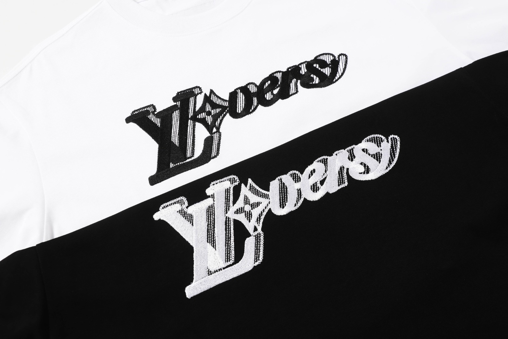 LOUIS VUITTON/路易威登刺绣灰黑字母短袖