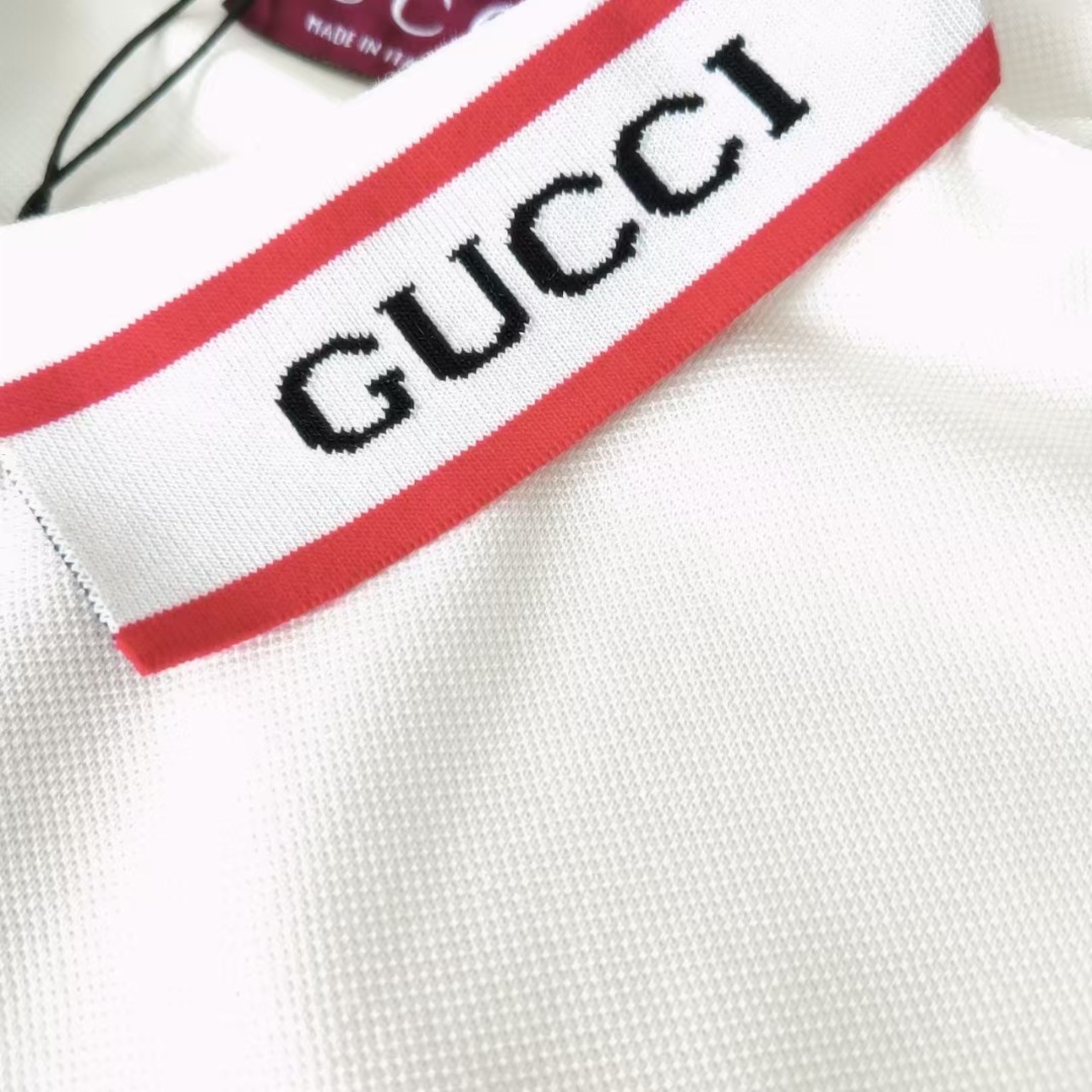 GUCCl/古驰 字母织带拼领双G字母logo衫 男女同款 休闲polo衫