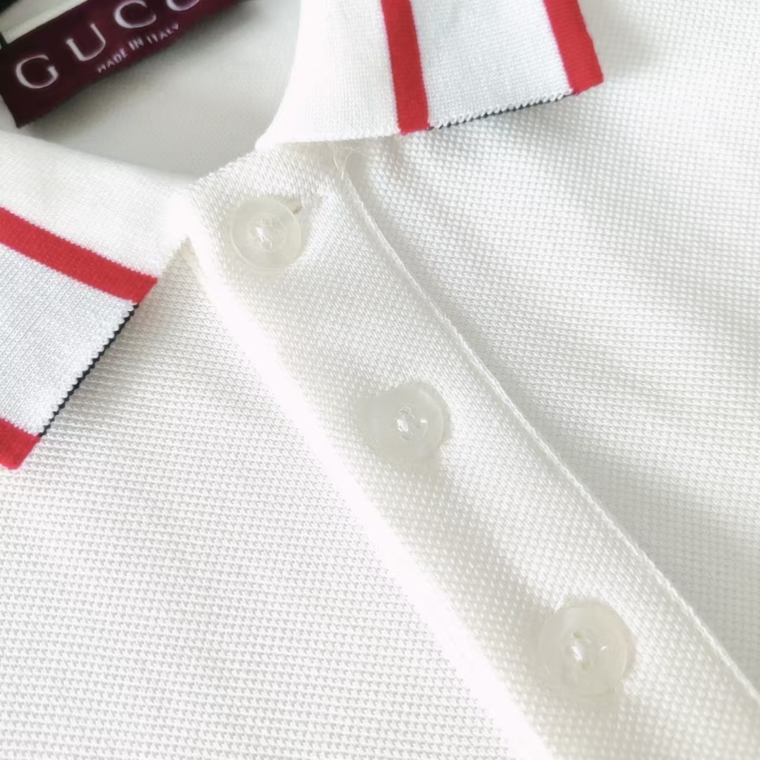 GUCCl/古驰 字母织带拼领双G字母logo衫 男女同款 休闲polo衫