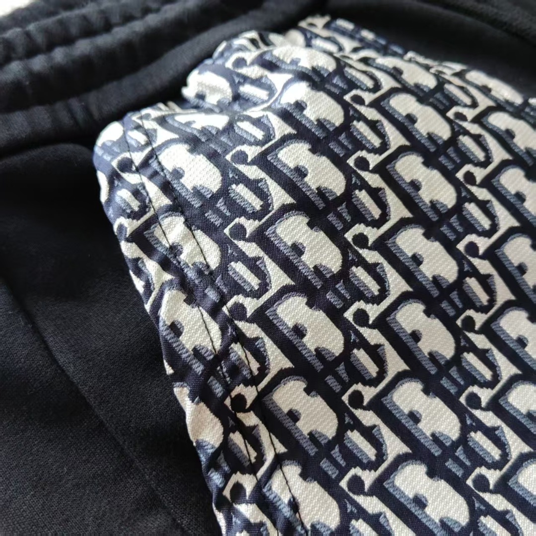 DIOR/迪奥 字母提花口袋拼接LoGO标识刺绣短裤 五分裤黑色