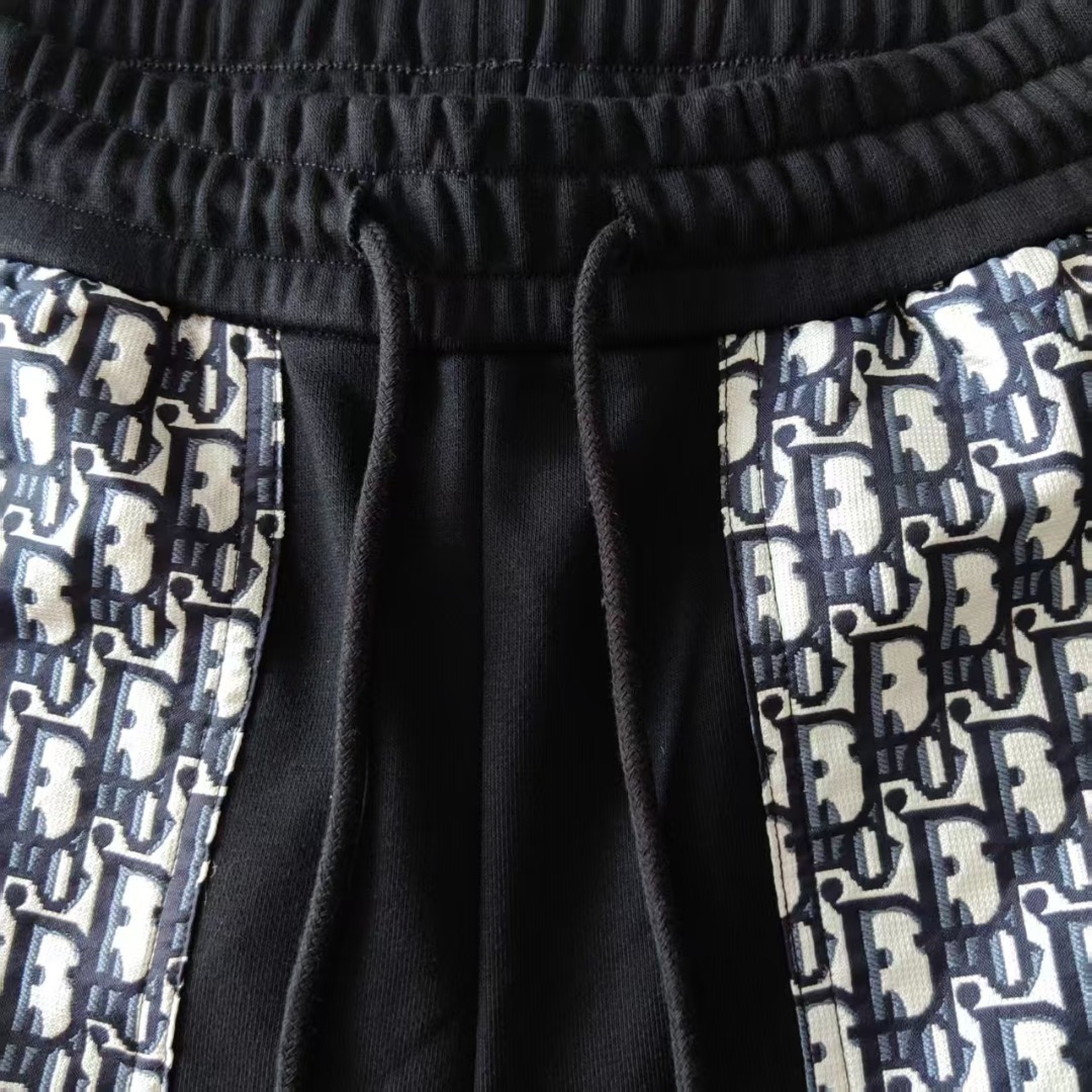 DIOR/迪奥 字母提花口袋拼接LoGO标识刺绣短裤 五分裤黑色
