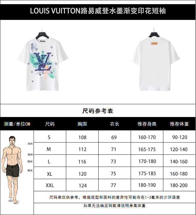 LOUIS VUITTON路易威登水墨渐变印花短袖
