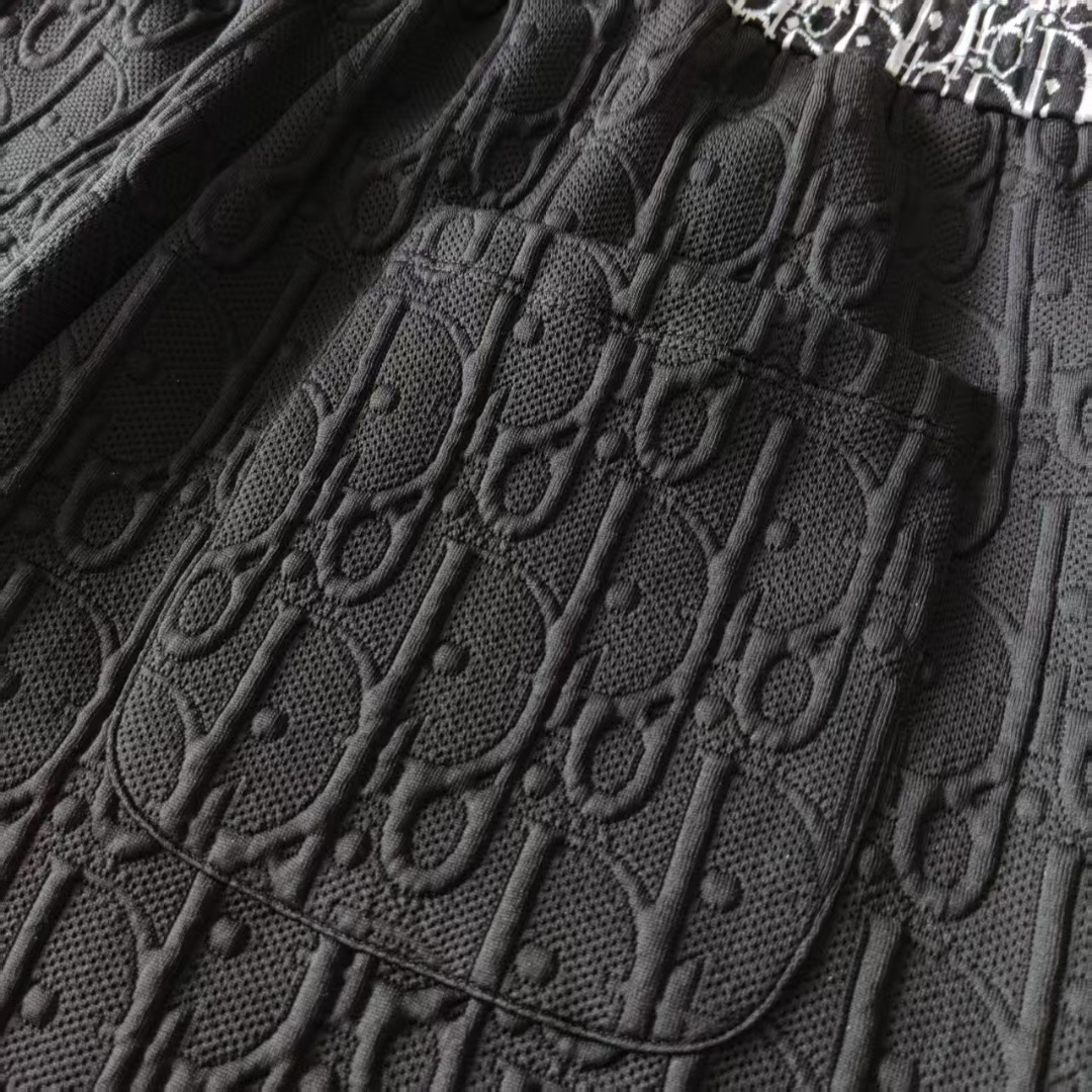 DIOR/迪奥 字母提花 织带拼接LoGO标识刺绣短裤 五分裤 白色 黑色