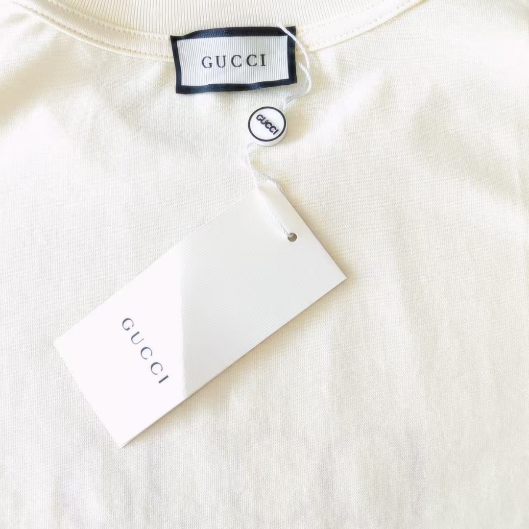 GUCCI/古驰 蓝红条纹双Glogo印花短袖