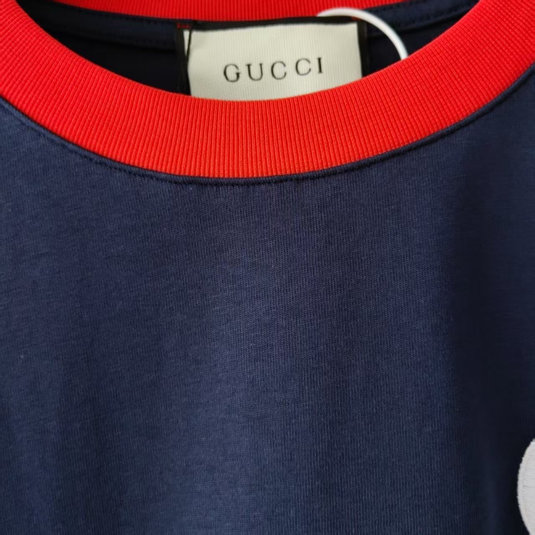 Gucci/古驰 双Glogo樱桃吊坠短袖T桖 蓝/米白-Chinese UA Cheap High Quatity Brand Clothes Bags handbags Sneakers wholesale wholesaler seller from China Factory suppliers Fashion Clothing Shoes best Quality Beautiful Price Gucci/古驰 双Glogo樱桃吊坠短袖T桖 蓝/米白