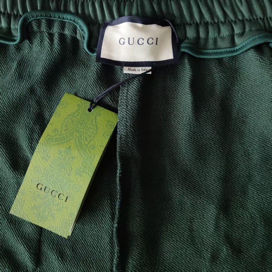 Gucci/古驰 满印双G字母印花短裤 五分裤 绿色 黑色