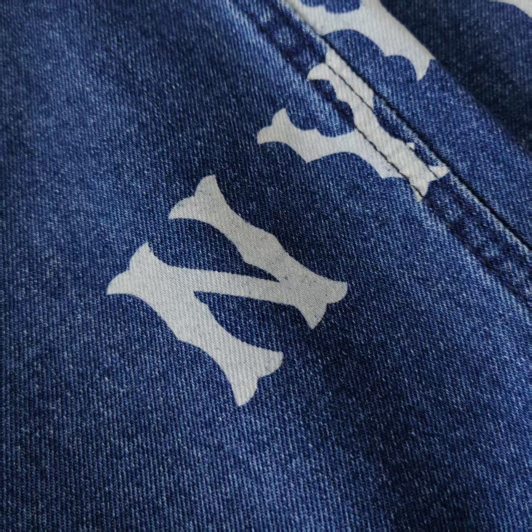 MLB/洋基队 NY满印水洗牛仔长裤靛蓝色-Chinese UA Cheap High Quatity Brand Clothes Bags handbags Sneakers wholesale wholesaler seller from China Factory suppliers Fashion Clothing Shoes best Quality Beautiful Price MLB/洋基队 NY满印水洗牛仔长裤靛蓝色