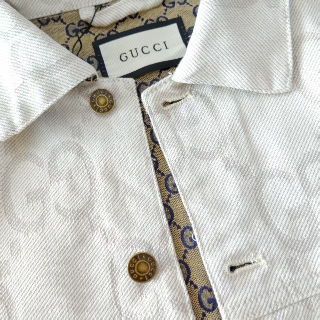GUCCI/古驰 象牙白提花牛仔夹克-莆田鞋,莆田鞋货源,高仿鞋,高仿鞋货源,安福档口,莆田高仿鞋,莆田鞋批发,高仿鞋批发,莆田高仿运动鞋,高仿运动鞋,莆田运动鞋 GUCCI/古驰 象牙白提花牛仔夹克