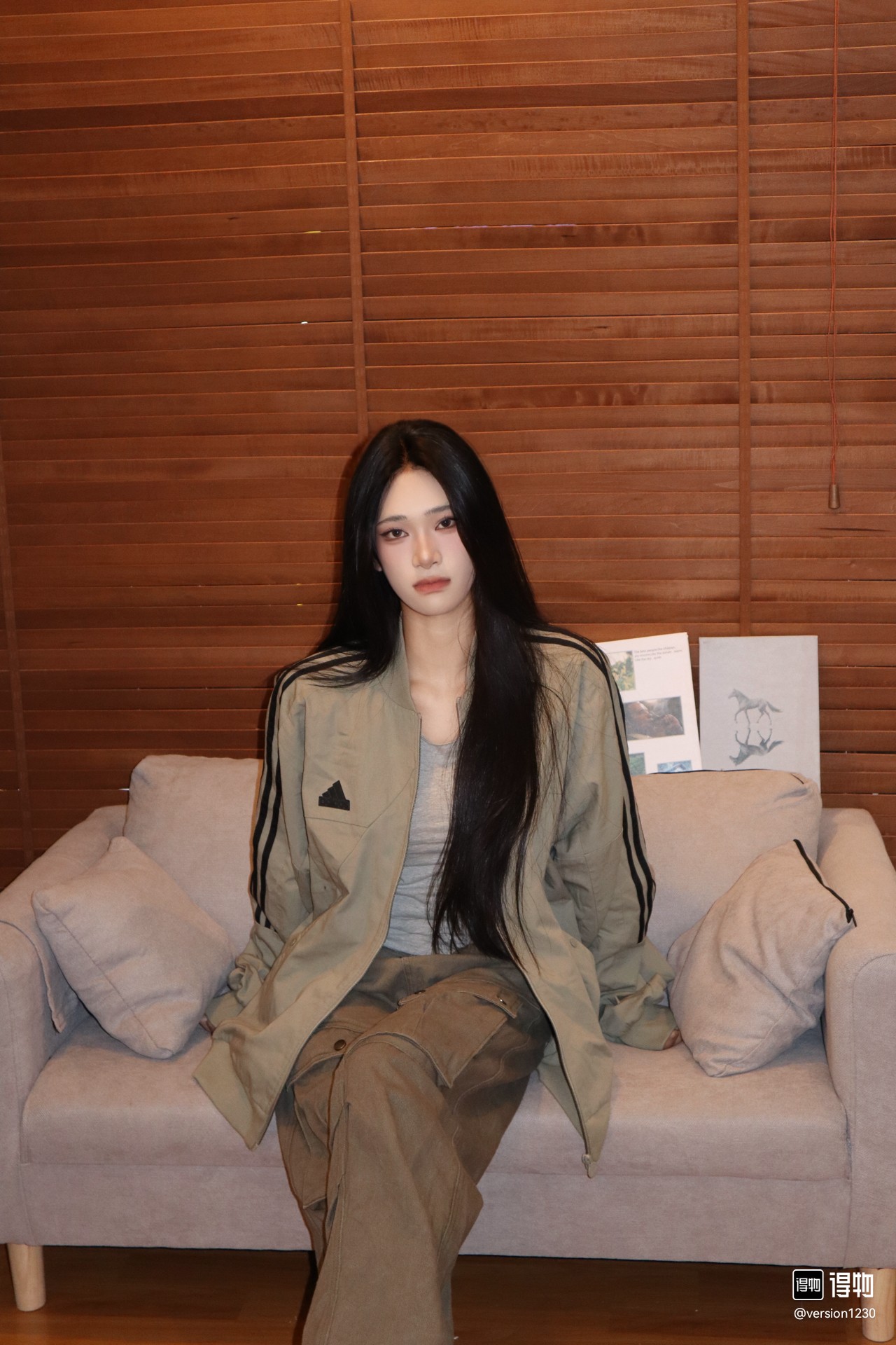 模特上身效果 Adidas 阿迪达斯 Sport Performance 三条纹拼色