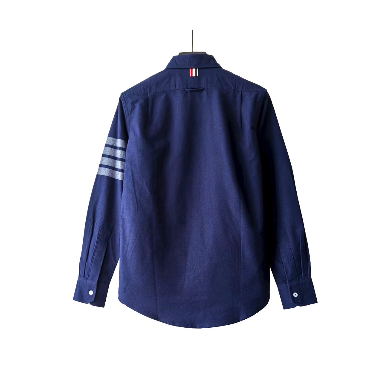 THOM BROWNE/汤姆布朗 经典法兰绒色织四条杠磨毛衬衫 藏青色