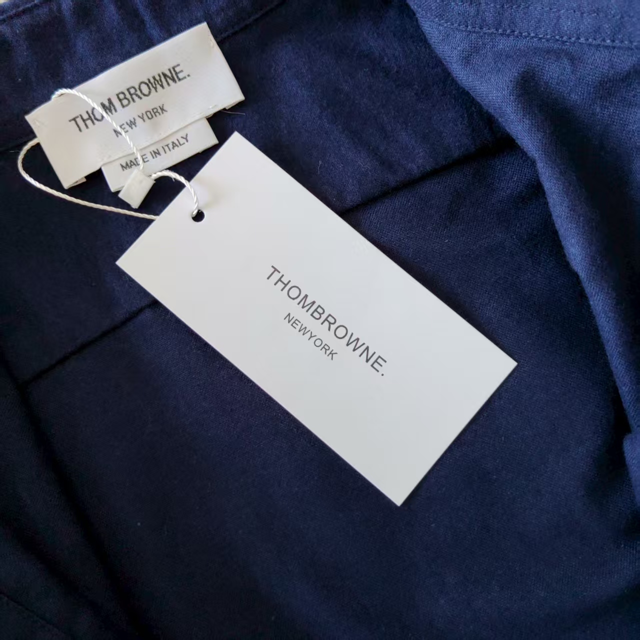 THOM BROWNE/汤姆布朗 经典法兰绒色织四条杠磨毛衬衫 藏青色