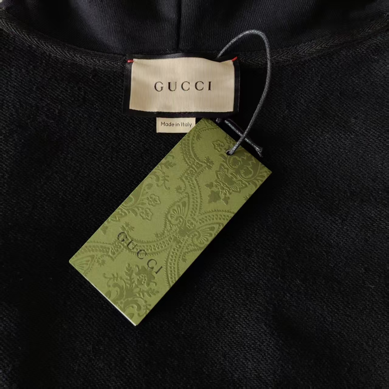 Gucci /古驰 刺绣logo连帽卫衣 黑色