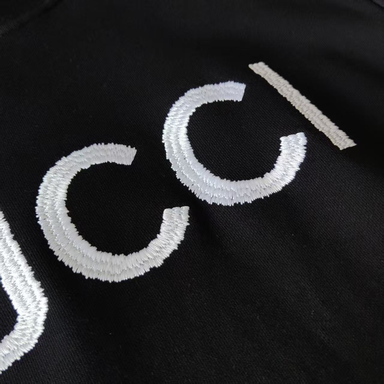 Gucci /古驰 刺绣logo连帽卫衣 黑色